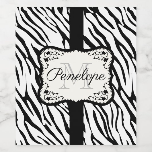 Cute Zebra Print Wijn Etiket (Enkel label)