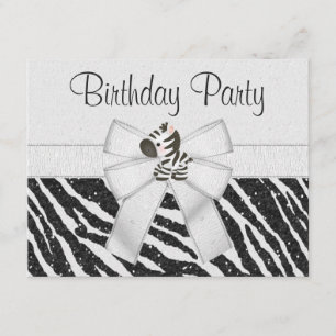 Cute Zebra, Printen Bow & Glitter Blik Dag Kaart