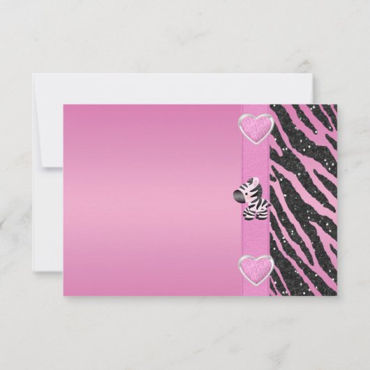 Cute Zebra, Printen Bow & Glitter Blik Dank u Bedankkaart (Achterkant)