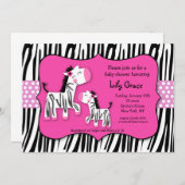 Cute Zebra Prints Stripes Baby shower Invitations Kaart (Voorkant / Achterkant)