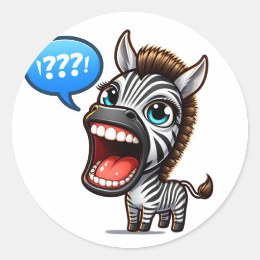 Cute Zebra Ronde Sticker (Voorkant)