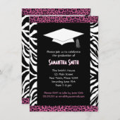 Cute Zebra & Roze luipaard Afdrukfoto Afstuderen Kaart (Voorkant / Achterkant)