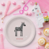 Cute Zebra roze Party Papieren Bordje (Feest)