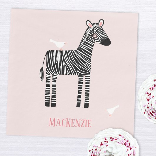 Cute Zebra roze Party Servet