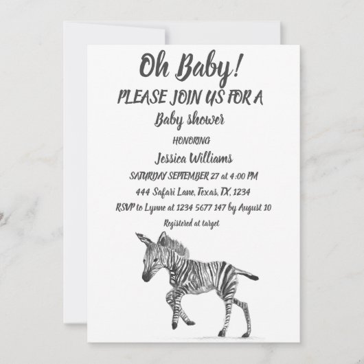 Cute Zebra Safari Oerwoud Animal Baby boy Kaart (Voorkant)