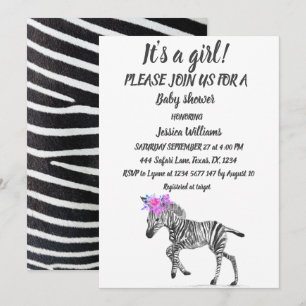 Cute Zebra Safari Oerwoud patroon Animal Baby Girl Kaart