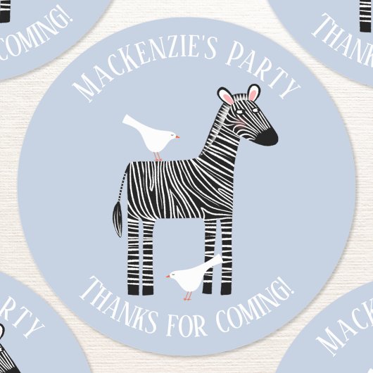 Cute Zebra Safari Party Hartelijk dank Ronde Sticker