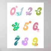 Cute Zee Animals Number Neursery Education Poster (Voorkant)