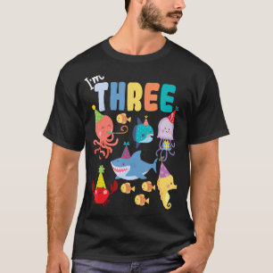 Cute Zee Animals Ocean Creatparty 3rd Birthda T-shirt