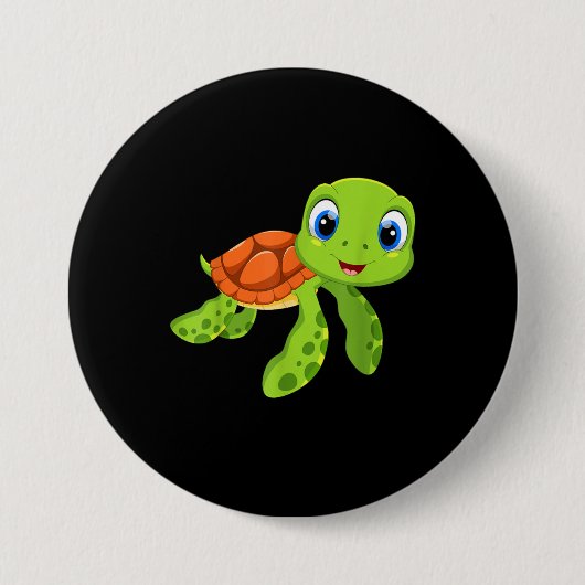 Cute Zee Baby Turtle Gift Ronde Button 7,6 Cm (Voorkant)