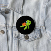Cute Zee Baby Turtle Gift Ronde Button 7,6 Cm (In situ)