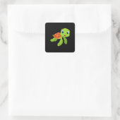 Cute Zee Baby Turtle Gift Vierkante Sticker (Tas)