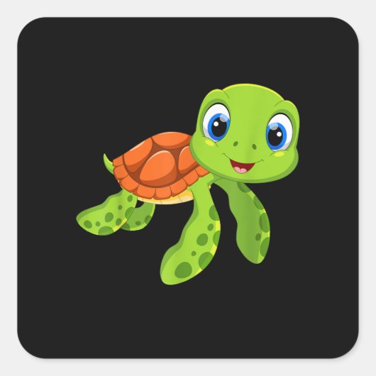 Cute Zee Baby Turtle Gift Vierkante Sticker (Voorkant)