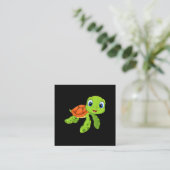 Cute Zee Baby Turtle Gift Vierkante Visitekaartje (Staand voorkant)