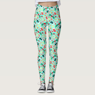 Cute Zee Green Kerstmis Pattern Colorful Holiday Leggings