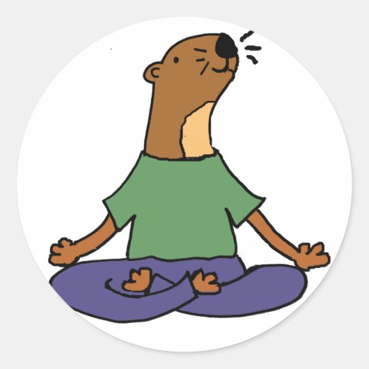 Cute Zee Otter die Yoga Cartoon oefent Ronde Sticker (Voorkant)