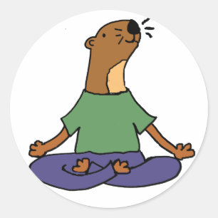Cute Zee Otter die Yoga Cartoon oefent Ronde Sticker