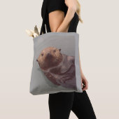 Cute Zee Otter Ocean Uitzicht Swimming Design Tote Bag (Dichtbij)