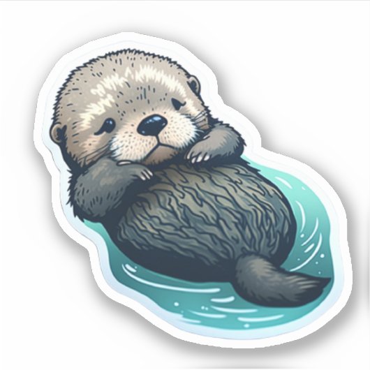 Cute Zee Otter Sticker (Voorkant)