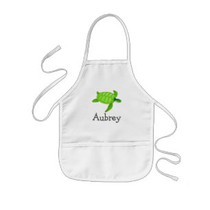 Cute zee schildpad, gepersonaliseerd met kindernaa kinder schort