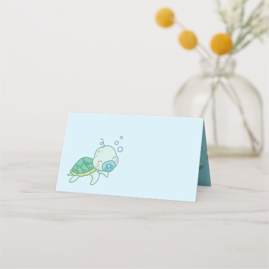 Cute Zee Turtle Baby shower Kawaii Blue Boy (Voorkant)