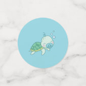 Cute Zee Turtle Baby shower Kawaii Blue Boy Confetti (Kleine voorkant)
