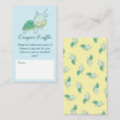 Cute Zee Turtle Baby shower Kawaii Diaper Raffle Informatiekaartje (Voorkant / Achterkant)
