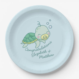 Cute Zee Turtle Baby shower Kawaii Papieren Bordje