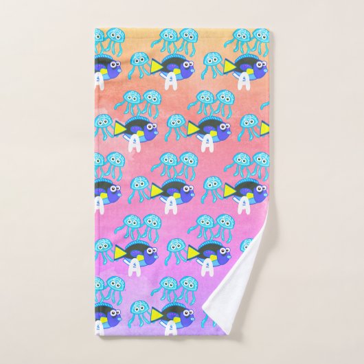 Cute Zee Turtle Blue Waterverf Fish Kind Child Bad Handdoek (Handdoek)