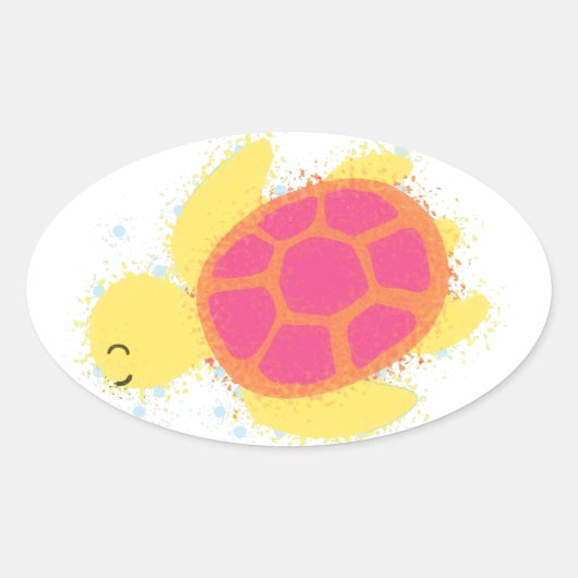 Cute Zee Turtle Ovale Sticker (Voorkant)
