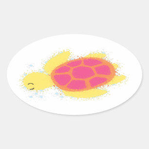 Cute Zee Turtle Ovale Sticker