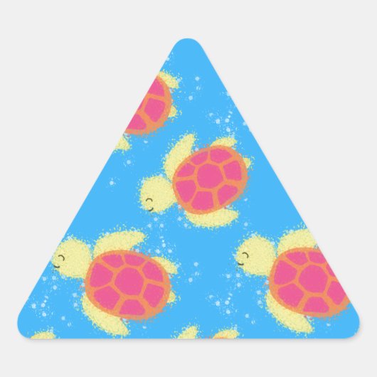 Cute Zee Turtle Pattern Driehoek Sticker (Voorkant)
