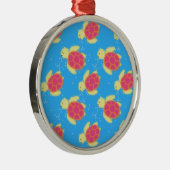 Cute Zee Turtle Pattern Metalen Ornament (Rechts)
