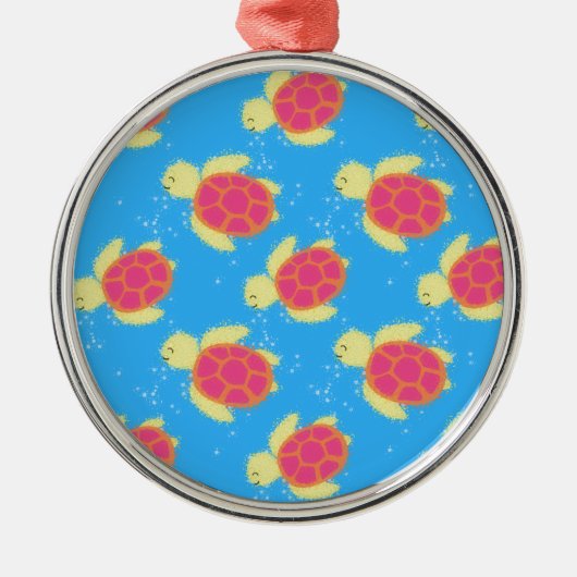 Cute Zee Turtle Pattern Metalen Ornament (Voorkant)