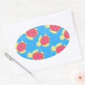 Cute Zee Turtle Pattern Ovale Sticker (Envelop)