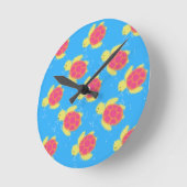 Cute Zee Turtle Pattern Ronde Klok (Hoek)