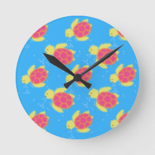 Cute Zee Turtle Pattern Ronde Klok