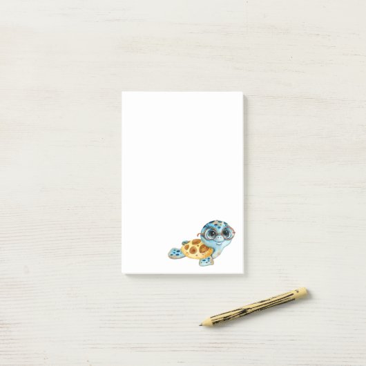 Cute Zee Turtle Post-it Notes (Op bureau)