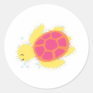 Cute Zee Turtle Ronde Sticker