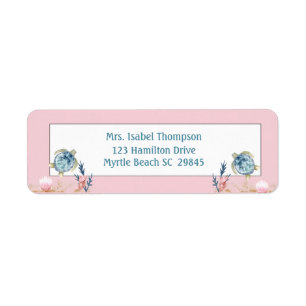 Cute Zee Turtle roze Return Address Label