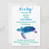Cute Zee Turtle under the zee Ocean Blue Baby Boy Kaart (Voorkant)