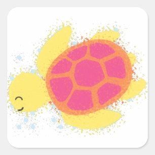 Cute Zee Turtle Vierkante Sticker
