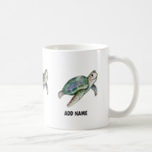 Cute Zee Turtle Waterverf Ocean Life Naam toevoege