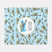 Cute Zee Turtles Patroon Fleece Deken (Voorkant (Horizontaal))