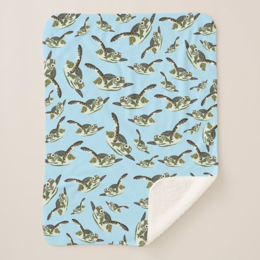 Cute Zee Turtles Patroon Sherpa Deken (Voorkant)