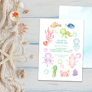 Cute zee ​ wereld ​ Birthday Party Invitation Kaart