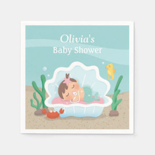 Cute Zeemeermin Meisje Baby Shower Feest Servetten