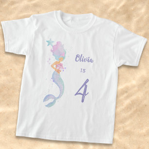 Cute Zeemeermin Verjaardag Meisje Shirt Leeftijd 4