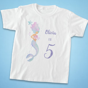 Cute Zeemeermin Verjaardags T-shirt Leeftijd 5
