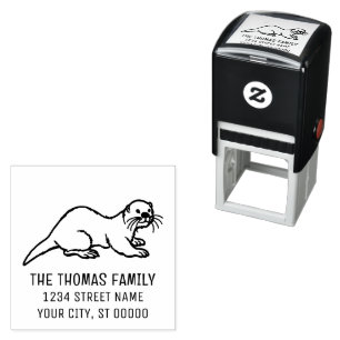 Cute Zeeotter Naam Retouradres Stempel R